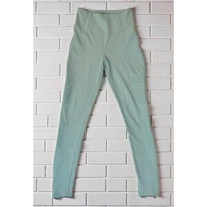 Athleta Delancey Moto Leggings Womens XL Light Green Stretch Sculptek Ankle Zip